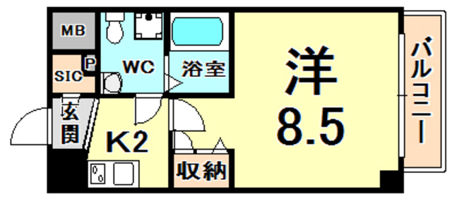 西宮市甲子園高潮町のマンションの間取り