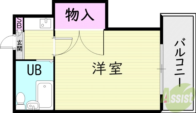 西宮市荒戎町のアパートの間取り