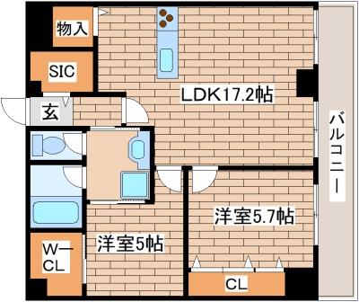 【神戸市中央区布引町のマンションの間取り】