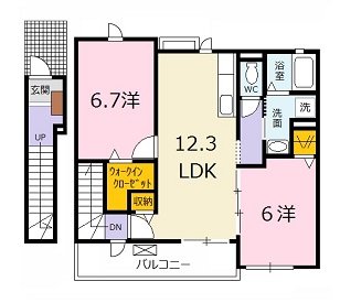 広島市安佐北区亀山のアパートの間取り