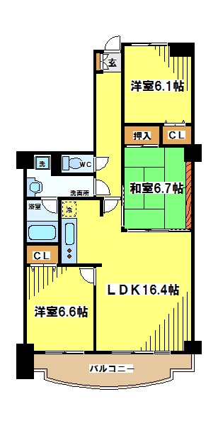 調布市緑ケ丘のマンションの間取り