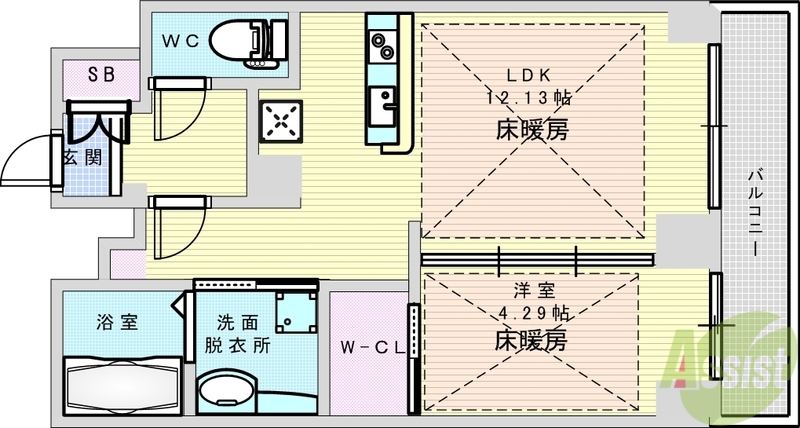 吹田市広芝町のマンションの間取り