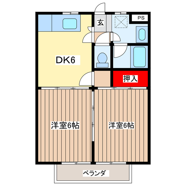 塩谷郡高根沢町大字宝積寺のアパートの間取り