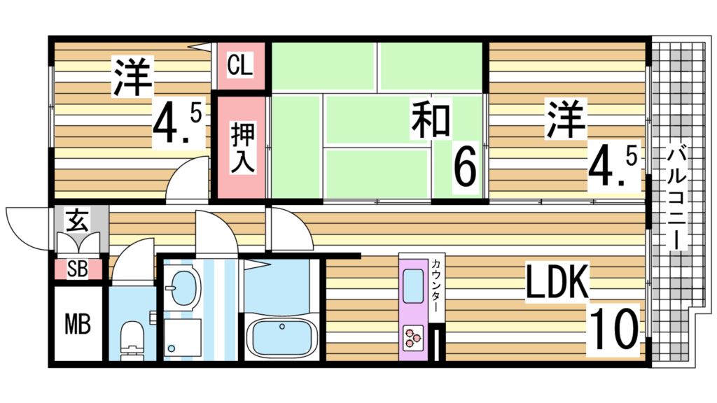 神戸市垂水区塩屋町のマンションの間取り