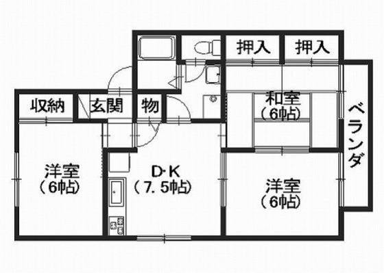 広島市安佐南区西原のアパートの間取り