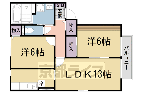 大津市仰木の里東のアパートの間取り