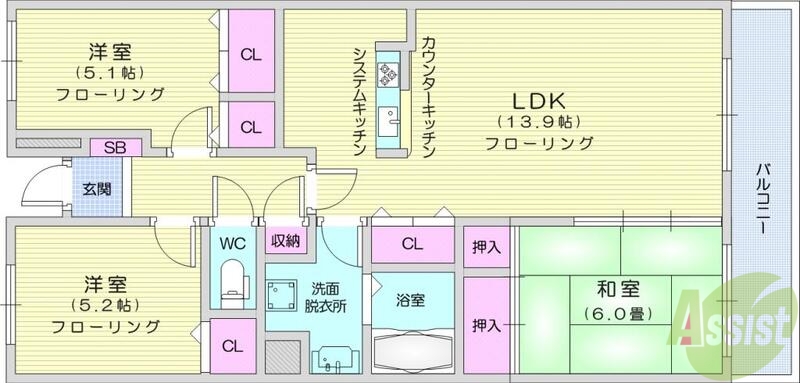 オークス南仙台の間取り