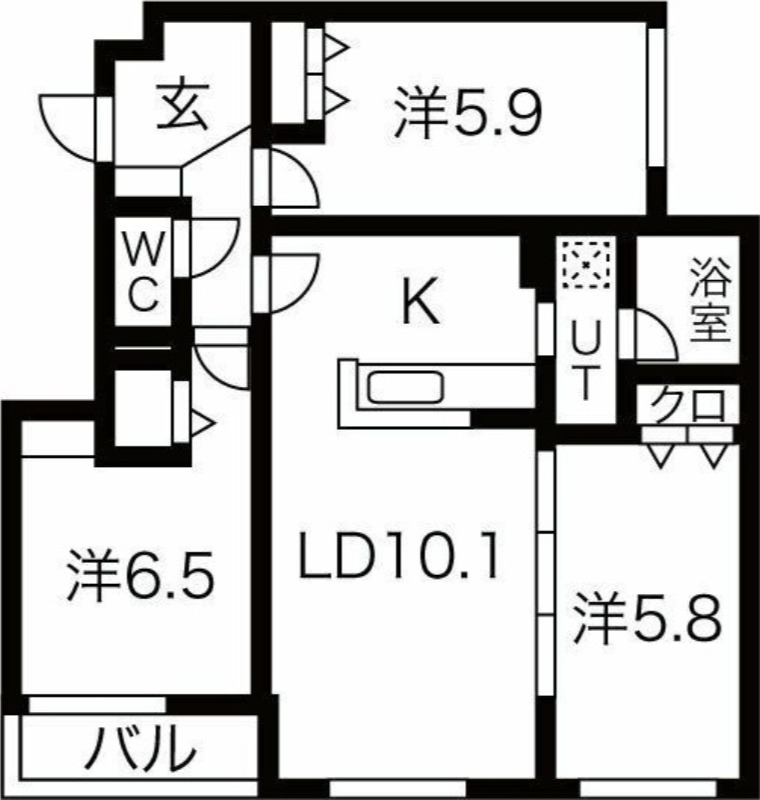 札幌市東区北二十四条東のマンションの間取り