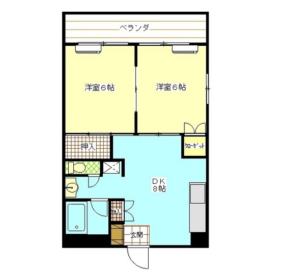 岡山市北区田町のマンションの間取り