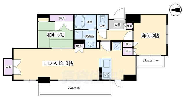 京都市中京区柊町のマンションの間取り