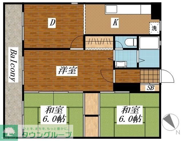 福岡市中央区赤坂のマンションの間取り