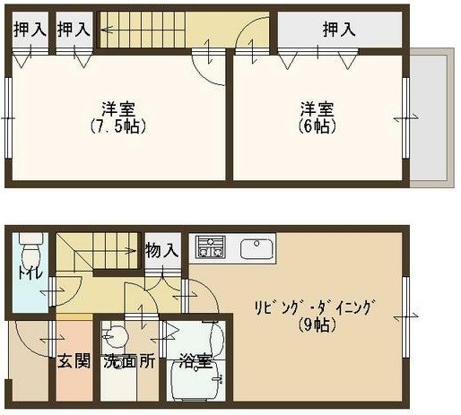 姫路市飾磨区英賀東町のアパートの間取り