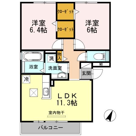 豊川市中野川町のアパートの間取り