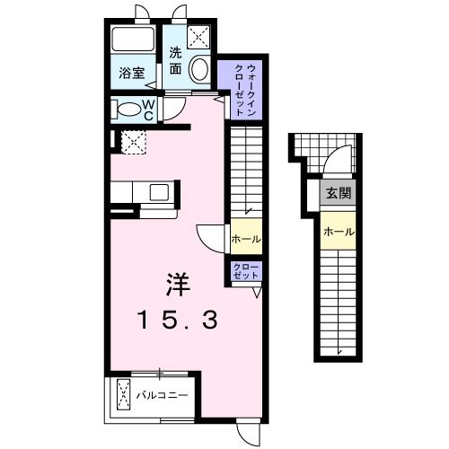 岡崎市上佐々木町のアパートの間取り