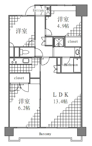 荒川区荒川のマンションの間取り