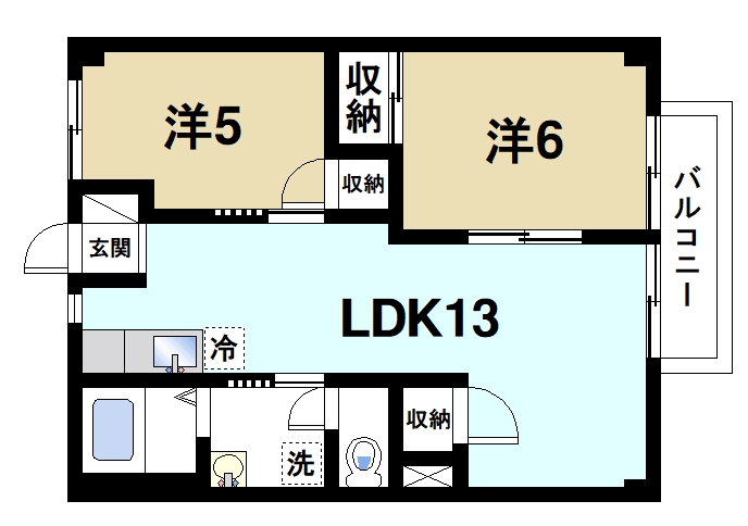 生駒市小明町のアパートの間取り