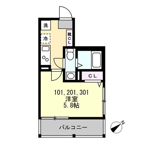 藤沢市鵠沼海岸のアパートの間取り