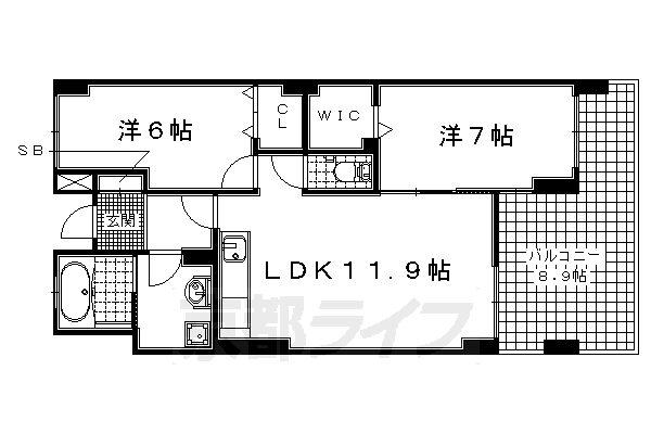 宇治市槇島町のマンションの間取り