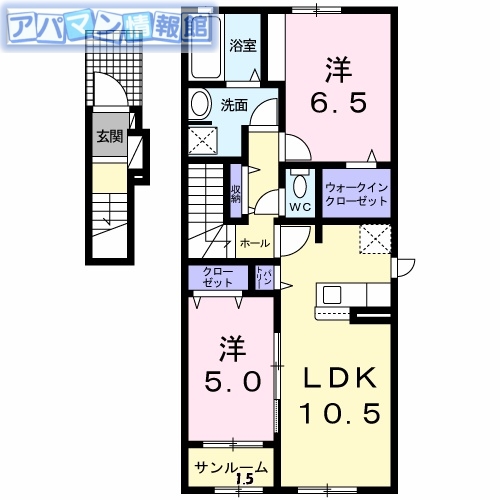 新潟市南区白根四ツ興野のアパートの間取り