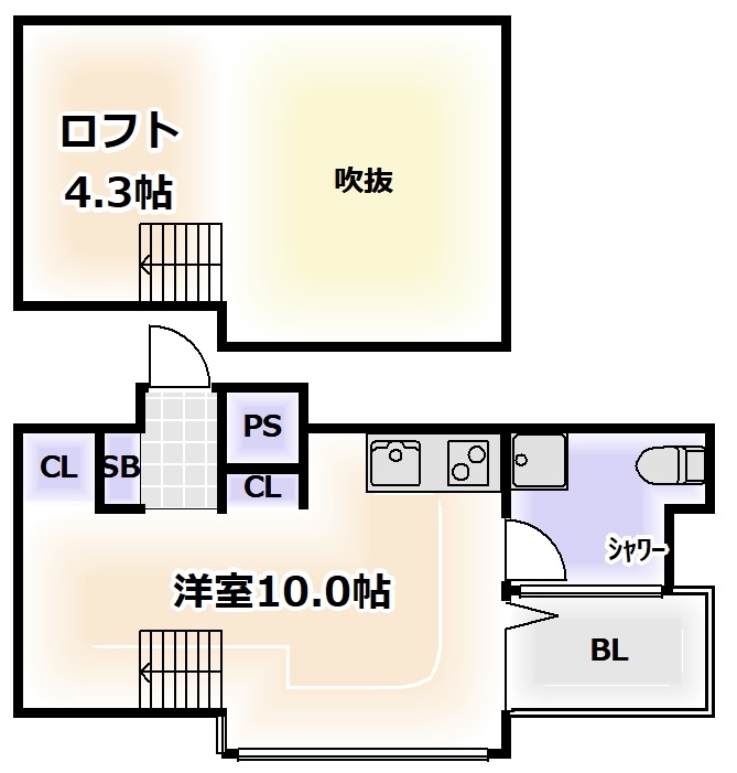 大阪市浪速区幸町のマンションの間取り