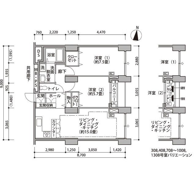 東雲キャナルコートＣＯＤＡＮ１４号棟の間取り