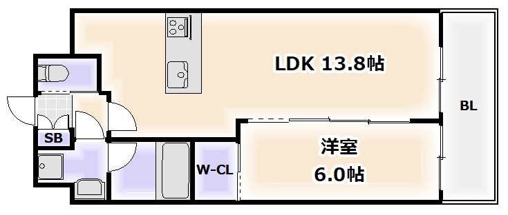 大阪市浪速区元町のマンションの間取り