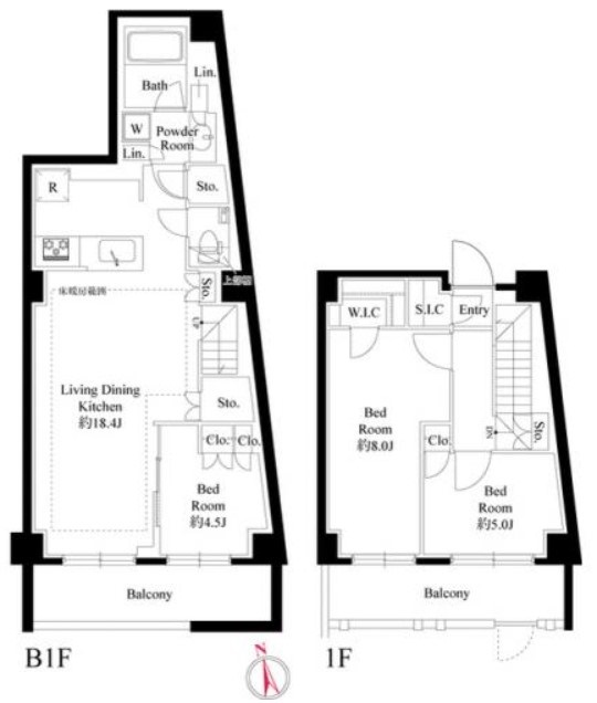 港区西麻布のマンションの間取り