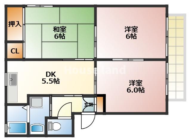 岩出市曽屋のアパートの間取り