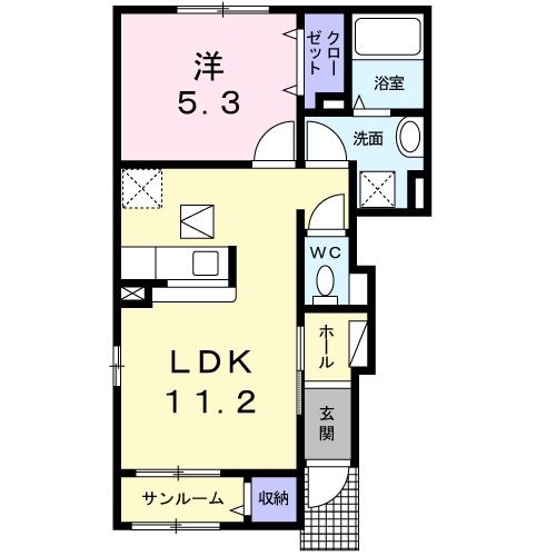 白山市新成のアパートの間取り