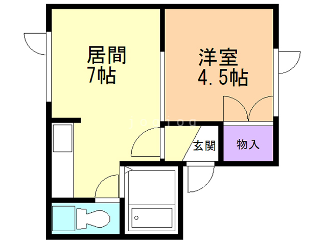 釧路市文苑のアパートの間取り