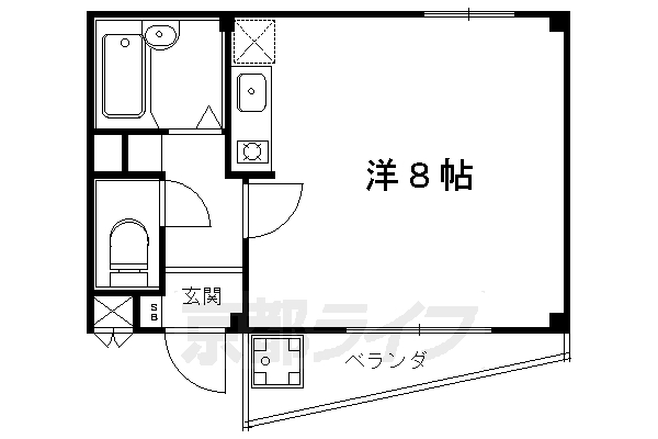 京都市左京区吉田本町のアパートの間取り