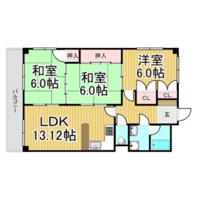 大野城市仲畑のマンションの間取り