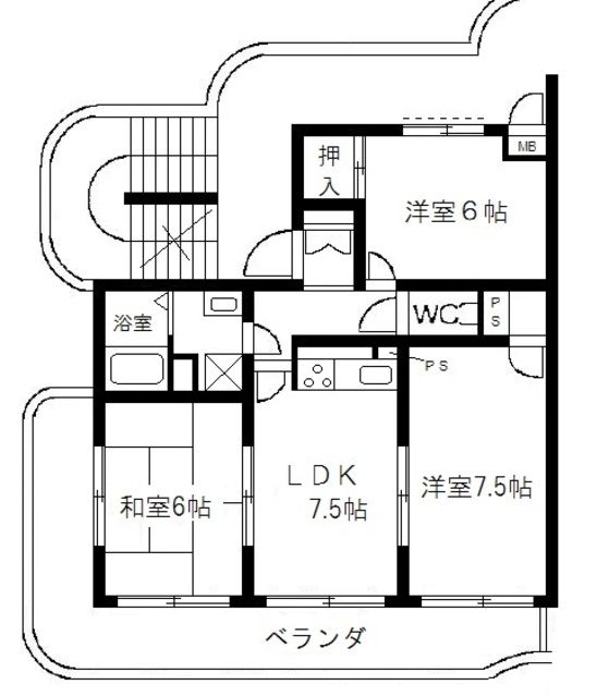 立川市若葉町のマンションの間取り