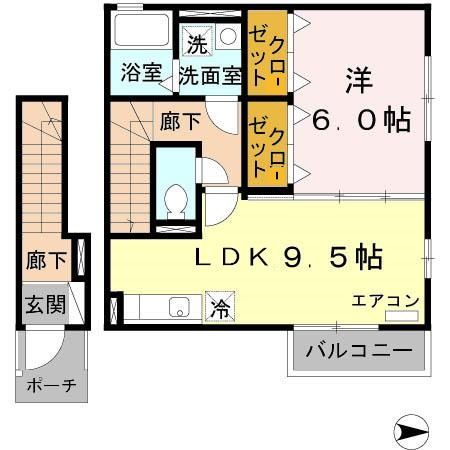 香芝市磯壁のアパートの間取り