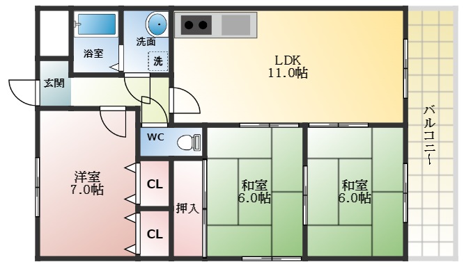 藤井寺市藤ケ丘のマンションの間取り