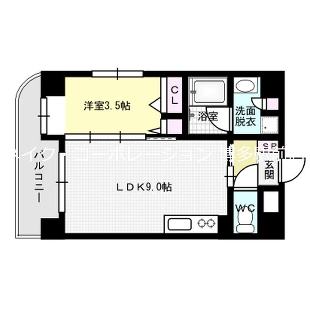 福岡市博多区上呉服町のマンションの間取り