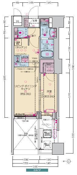 プレサンス堺筋本町ディスティニーの間取り