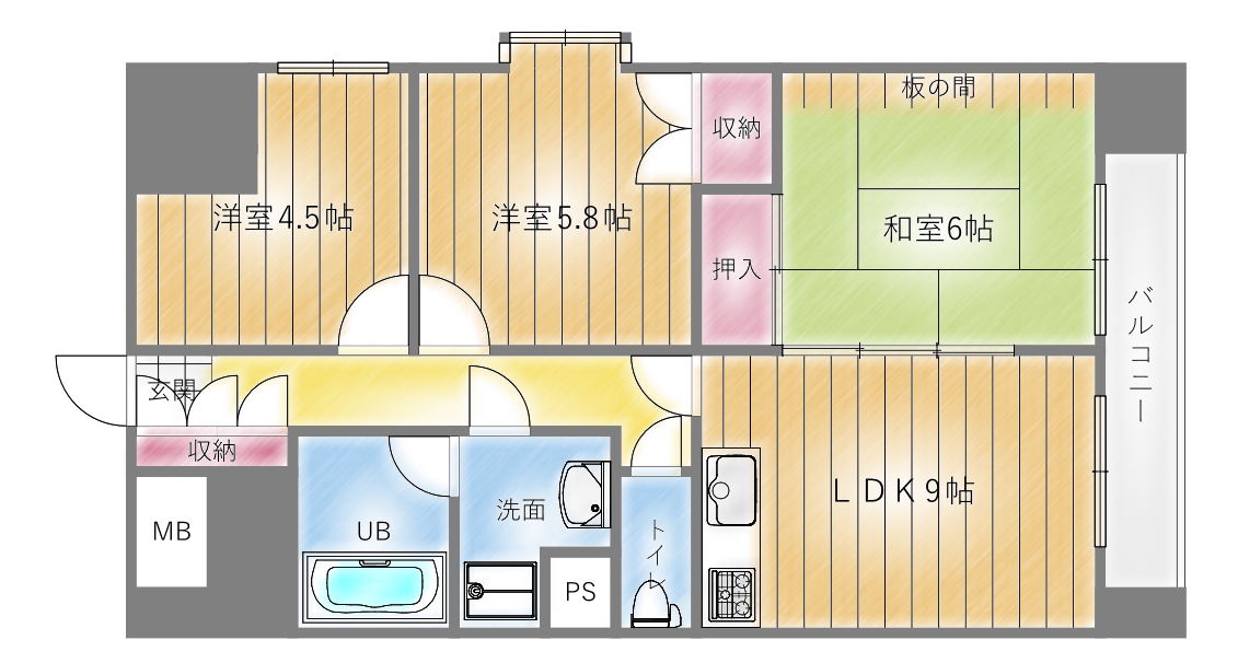 ライオンズプラザ長町中央の間取り