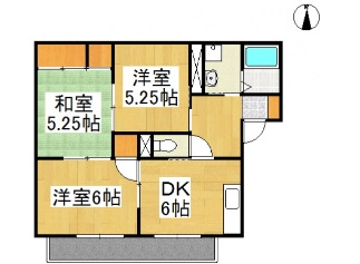 倉敷市真備町川辺のアパートの間取り