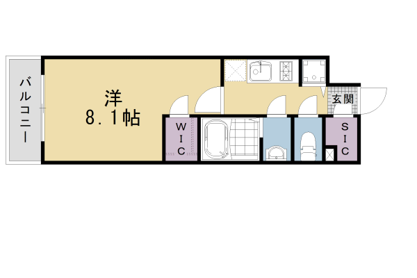 京都市下京区梅小路高畑町のマンションの間取り