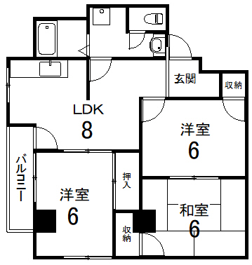 京都市西京区下津林東大般若町のマンションの間取り