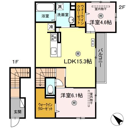 広島市安佐南区川内のアパートの間取り