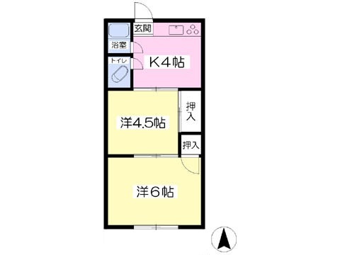 松山市空港通のアパートの間取り