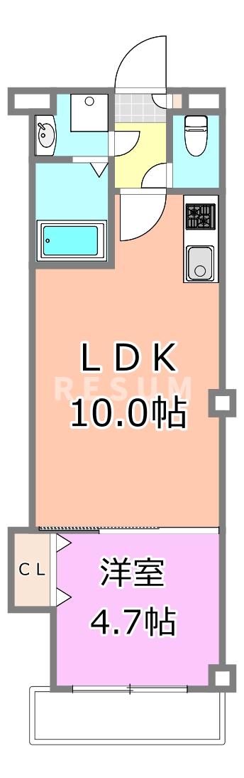 千葉市中央区長洲のマンションの間取り