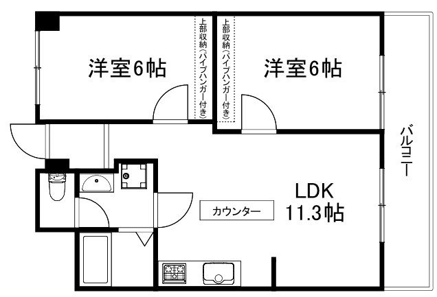 京都市右京区山ノ内池尻町のマンションの間取り