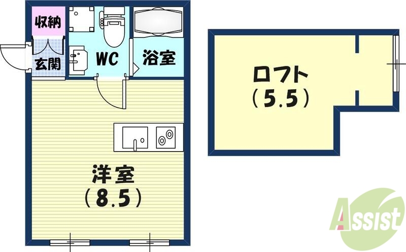 神戸市北区有野町唐櫃のアパートの間取り