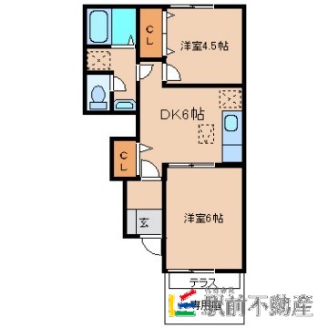 三井郡大刀洗町大字下高橋のアパートの間取り