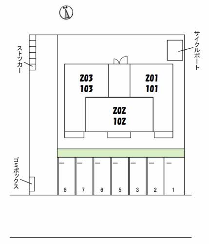 【松江市黒田町のアパートの駐車場】