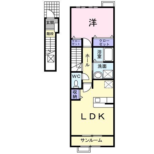 新潟市秋葉区滝谷本町のアパートの間取り