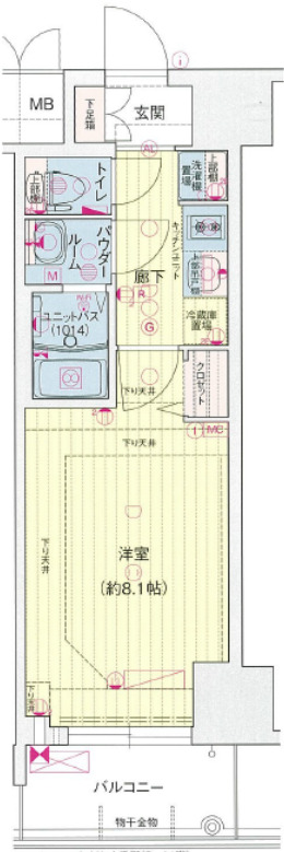 プレサンス谷町九丁目駅前の間取り